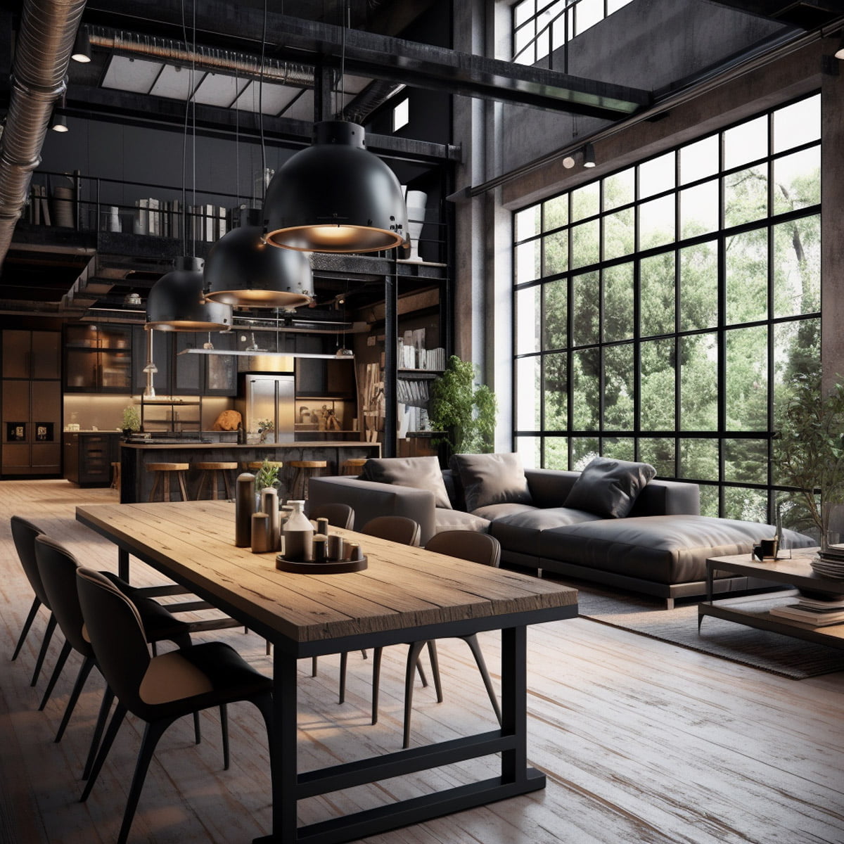 Industrial It embraces raw materials such as wood and unfinished metals, creating a rugged yet stylish atmosphere.